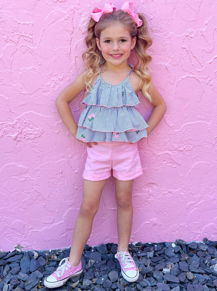 Southern Princess Ruffled Top & Short Set - Mia Belle Girls