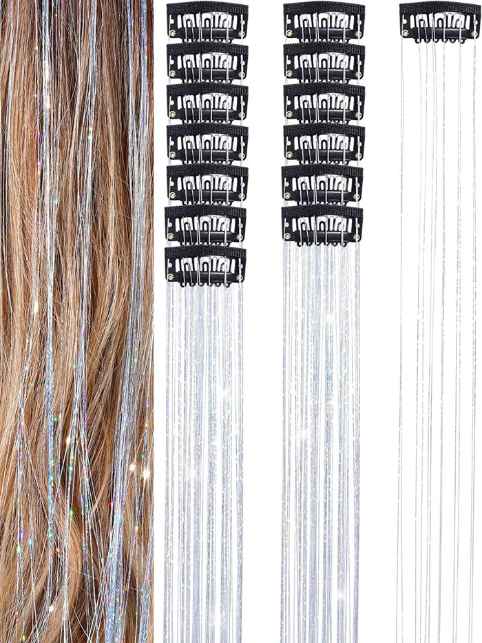 Sparkling Shiny Hair Tinsel Hair Extensions - Set of 6