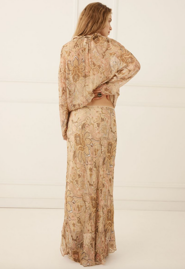 Spell  Damask Long Sleeve Blouse - Chai