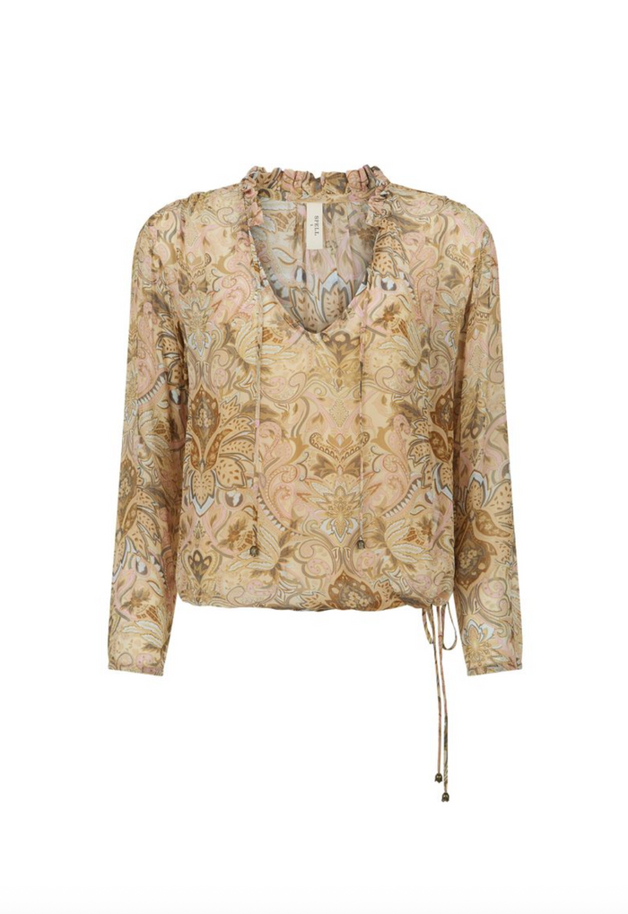Spell  Damask Long Sleeve Blouse - Chai