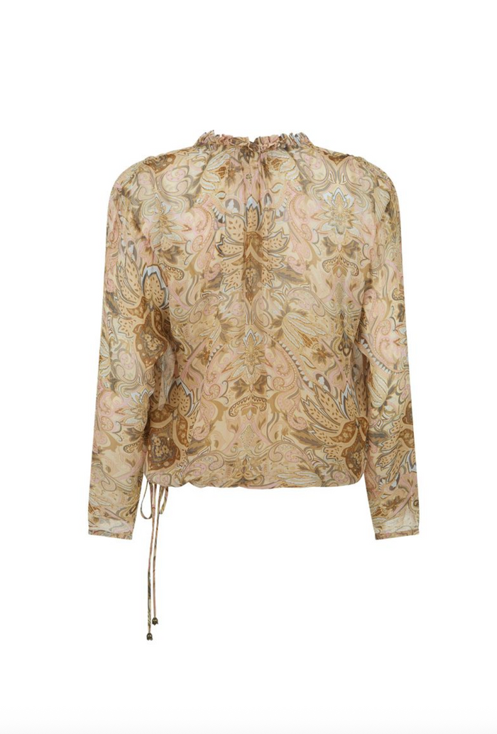 Spell  Damask Long Sleeve Blouse - Chai