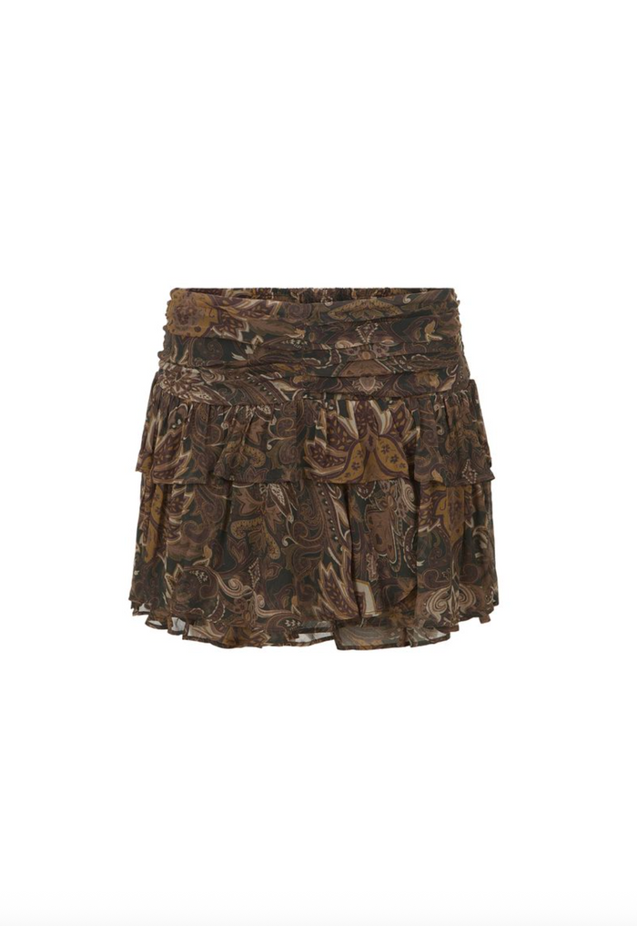 Spell Damask Mini Skirt - Walnut Brown