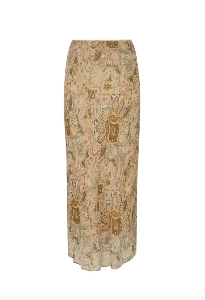Spell Damask Ruffle Midi Skirt - Chai Yellow