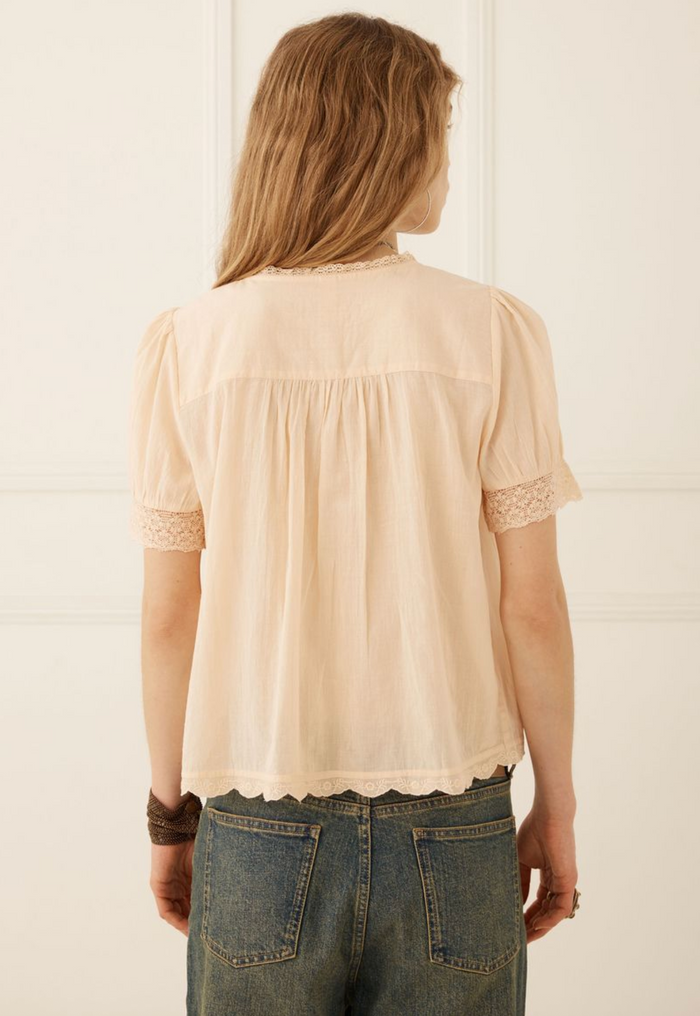 Spell Prairie Short Sleeve Blouse - Apricot Pink