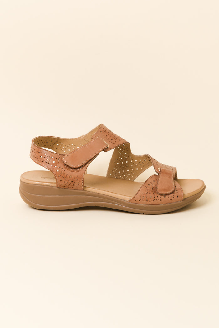 Suit Tan Leather Cut Out Sandal