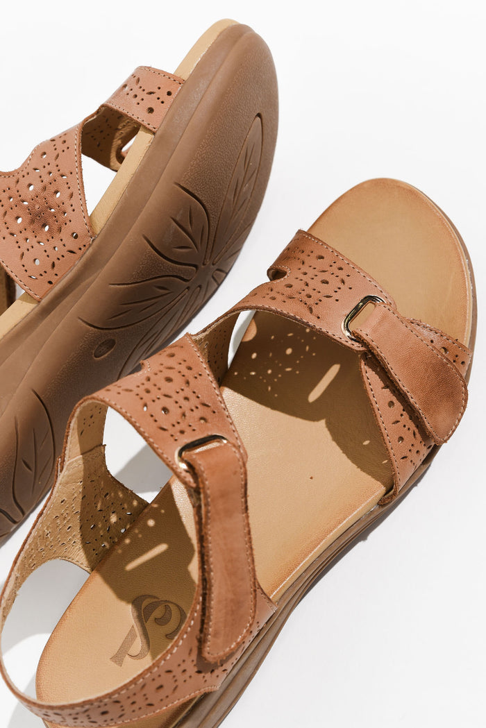 Suit Tan Leather Cut Out Sandal