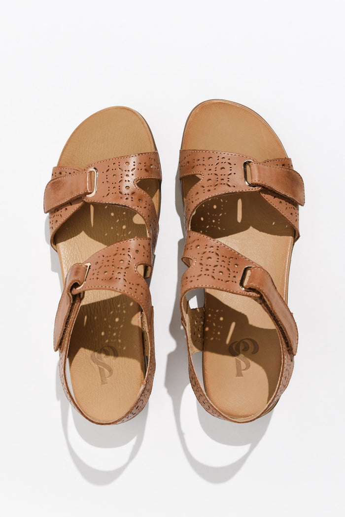Suit Tan Leather Cut Out Sandal