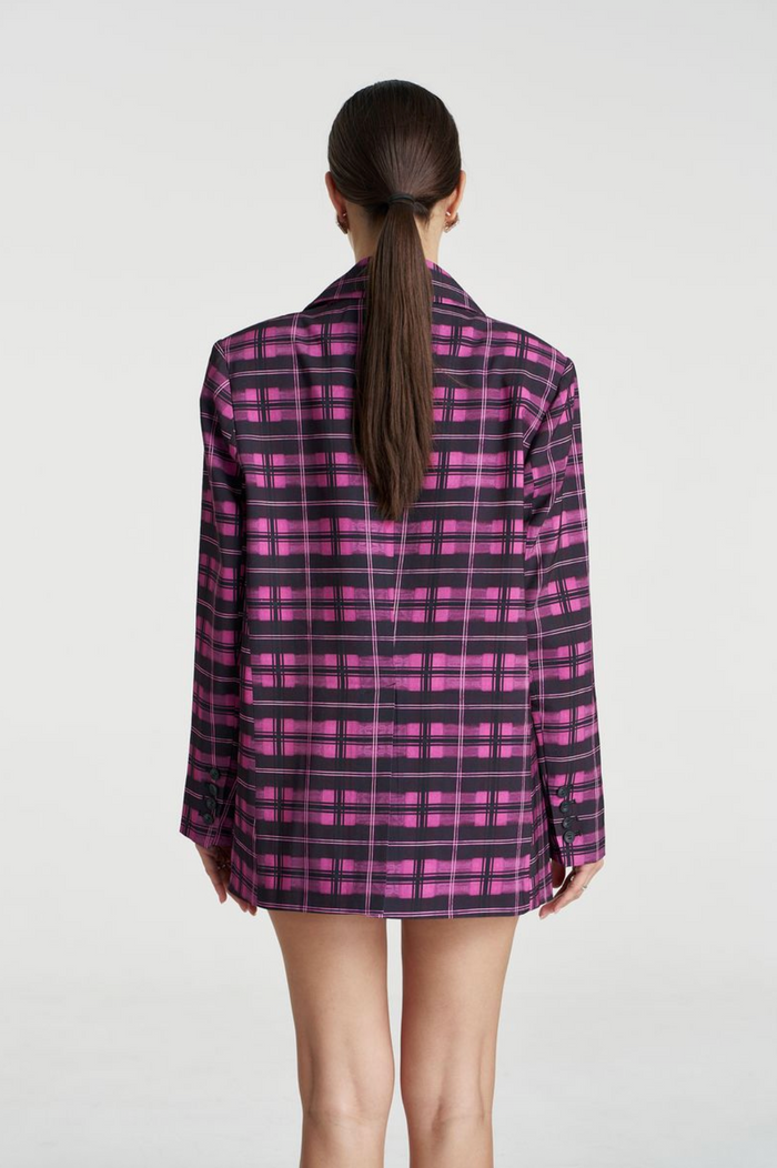 Summi Summi O/S Blazer - Azalea Plaid
