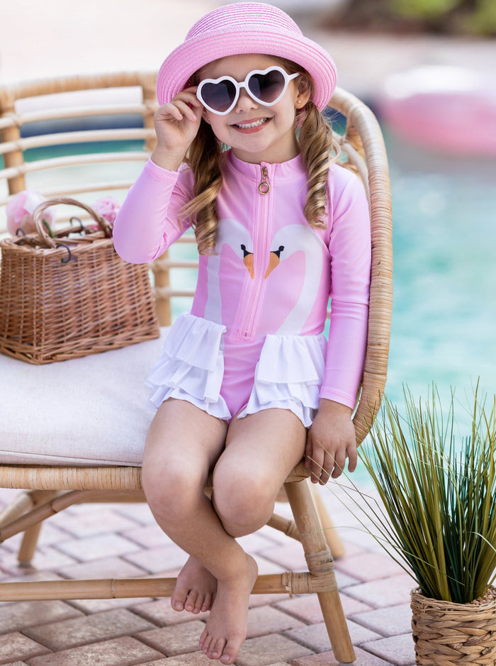 Girls One Piece Rash Guard Swimsuit | Swimwear | Mia Belle Girls
