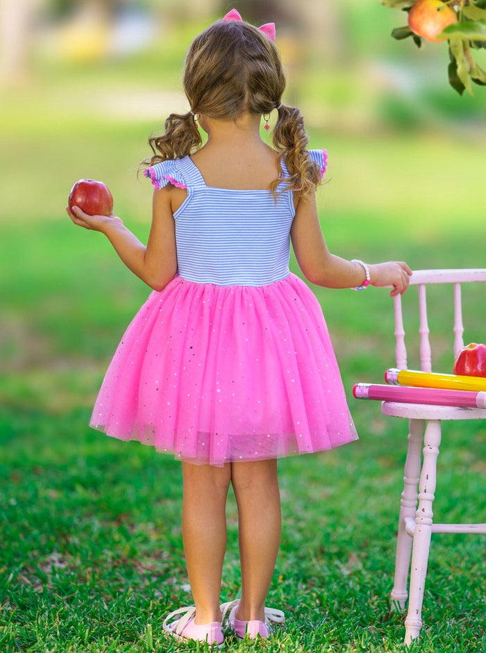 Sweetest Student Pink Apple Shimmer Tutu Dress Mia Belle Girls