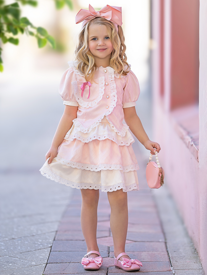 Sweetheart Lace Ruffle Top and Skirt Set