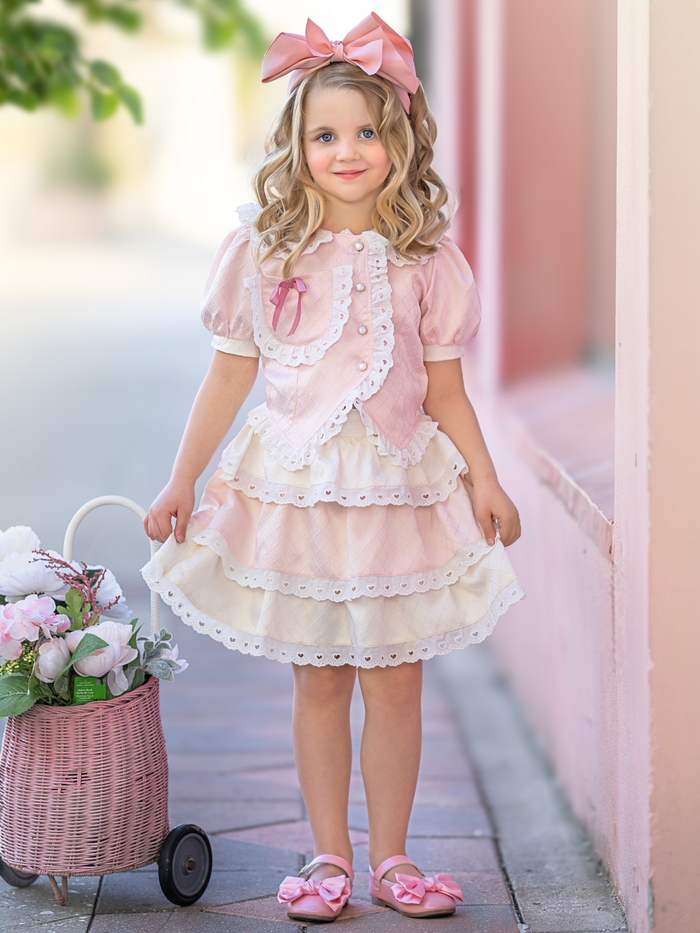 Sweetheart Lace Ruffle Top and Skirt Set