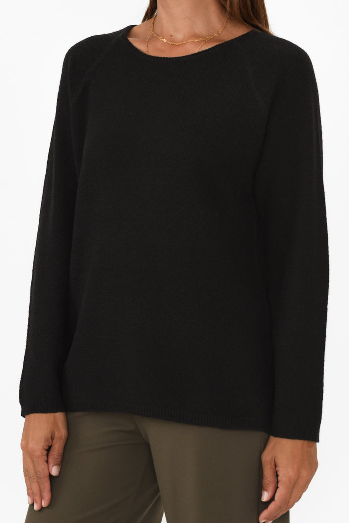 Sylvie Black Knit Jumper,Brunette model,alt text|model:Gabby
