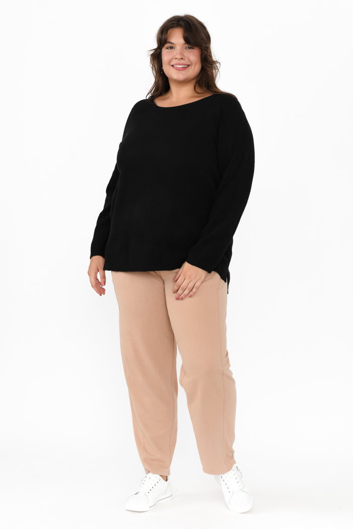 Sylvie Black Knit Jumper,Brunette model,alt text|model:Gabby
