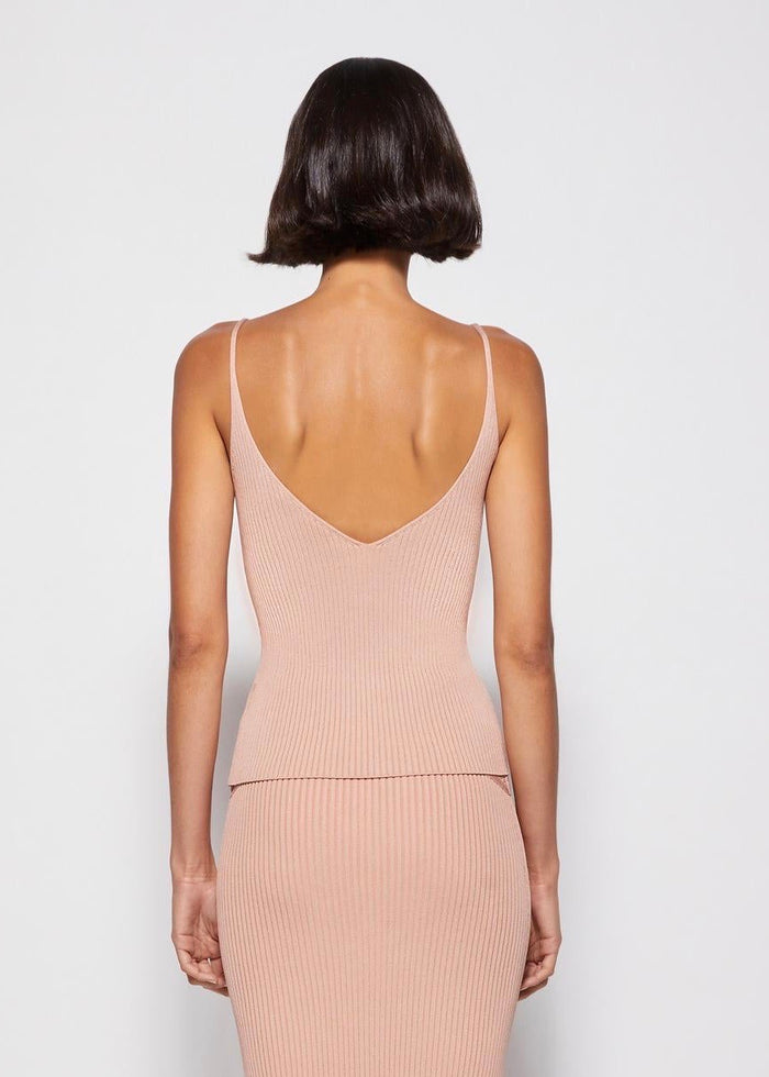 Tatiana Compact Rib V Neck Tank Top (Macchiato)