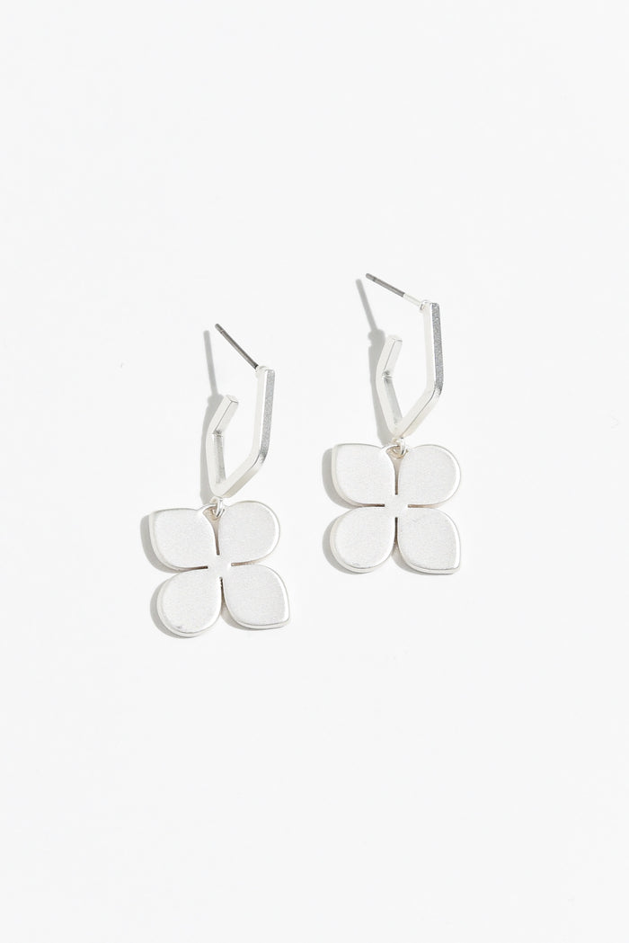 Taylee Silver Clover Hoop Earrings