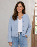 Taylor Wool Blend Cardi - Blue/White
