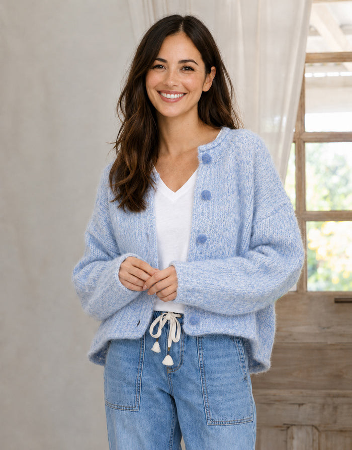 Taylor Wool Blend Cardi - Blue/White