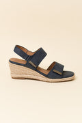 Teach Navy Espadrille Velcro Wedge
