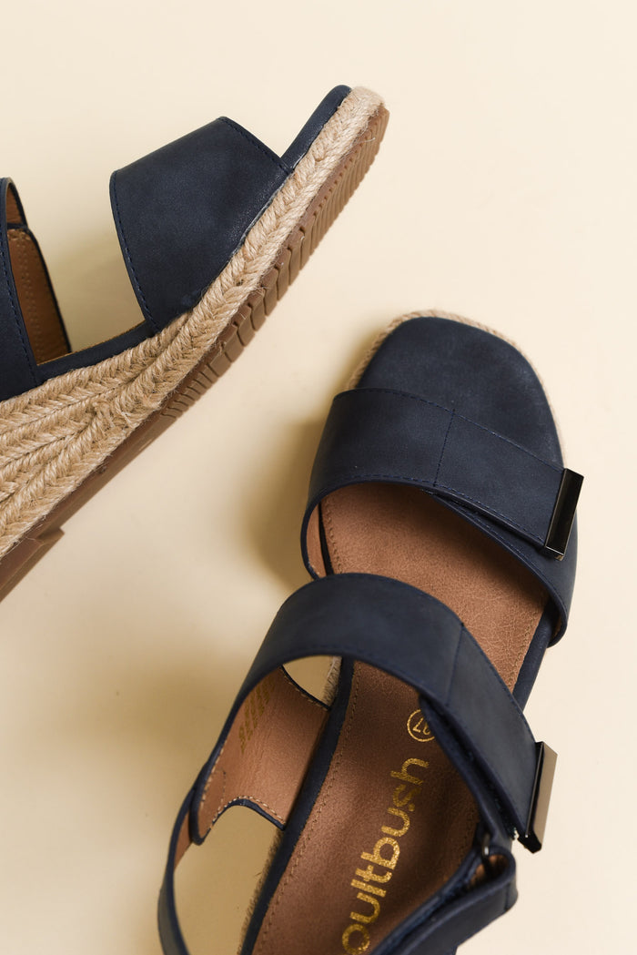 Teach Navy Espadrille Velcro Wedge