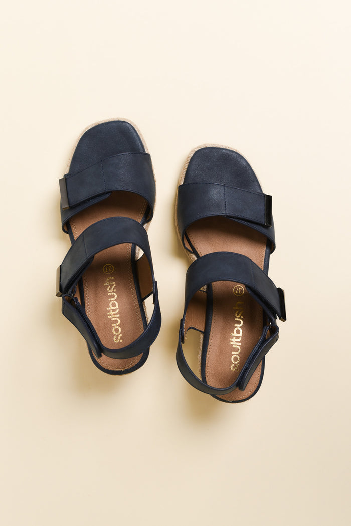 Teach Navy Espadrille Velcro Wedge