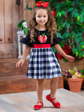 Back To School Dresses | Sequin Apple Plaid Dress | Mia Belle Girls