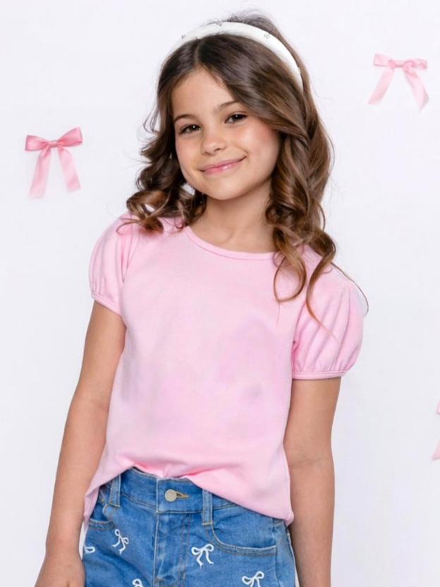 Everyday Puff Sleeve Essential Tee - Pink