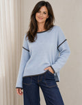 Tori Trim Knit - Blue/Choc