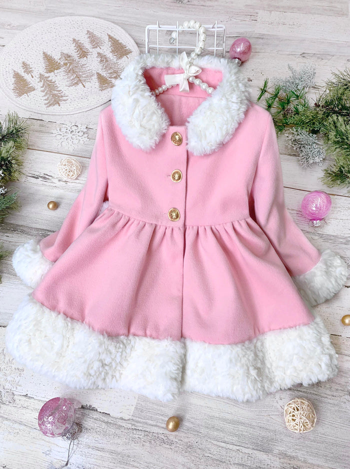 Touch of Pink Faux Fur Duchess Coat Mia Belle Girls