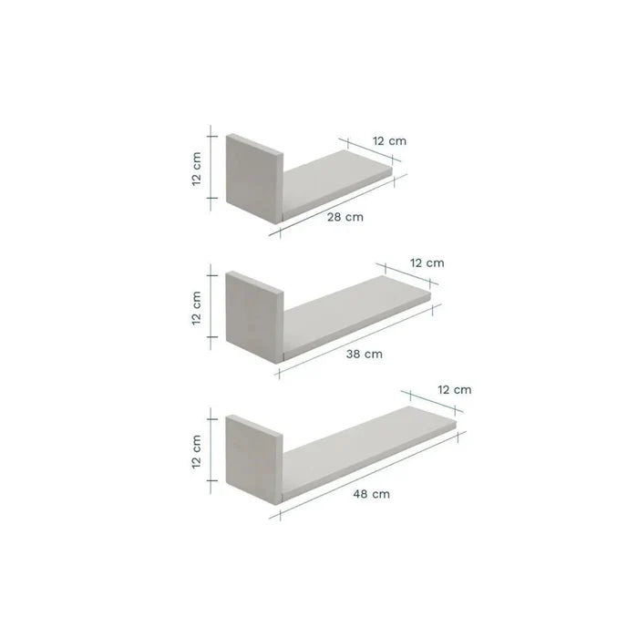 Tutti Bambini Rio Set of Three L-Shaped Wall Shelves - Dove Grey Dove Grey - ebebek