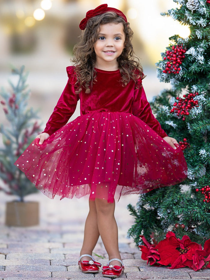 Twinkle and Twirl Starry Velvet Tutu Dress Mia Belle Girls