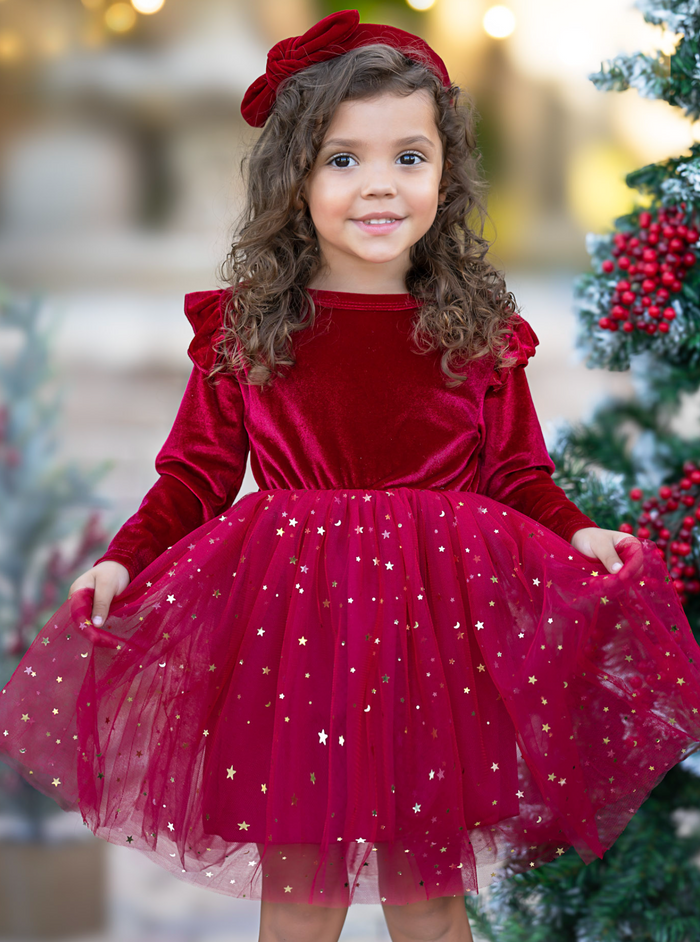 Twinkle and Twirl Starry Velvet Tutu Dress Mia Belle Girls