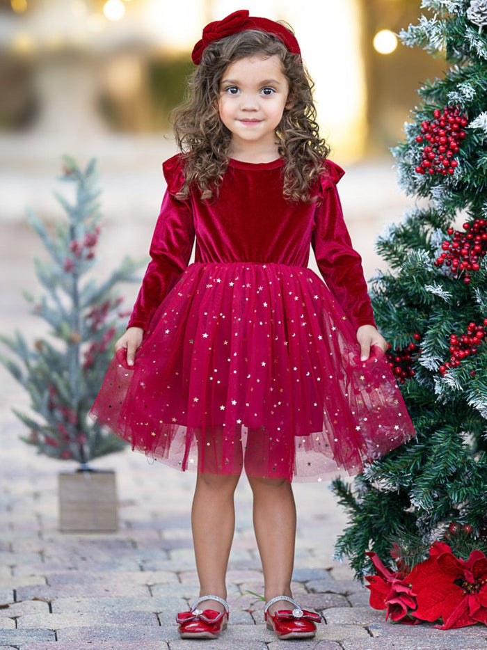 Twinkle and Twirl Starry Velvet Tutu Dress Mia Belle Girls