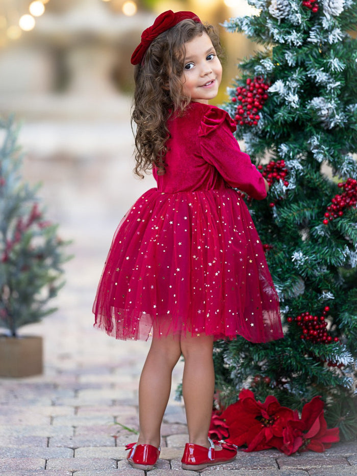 Twinkle and Twirl Starry Velvet Tutu Dress Mia Belle Girls