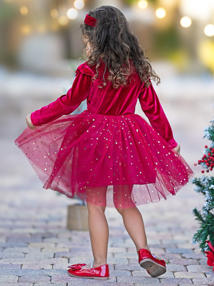 Twinkle and Twirl Starry Velvet Tutu Dress Mia Belle Girls