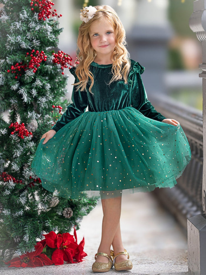Twinkle and Twirl Starry Velvet Tutu Dress Mia Belle Girls