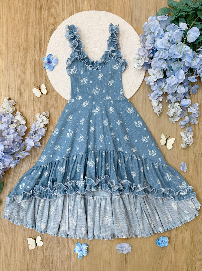 Mia Belle Girls Hi-Lo Ruffle Dress | Girls Spring Dresses