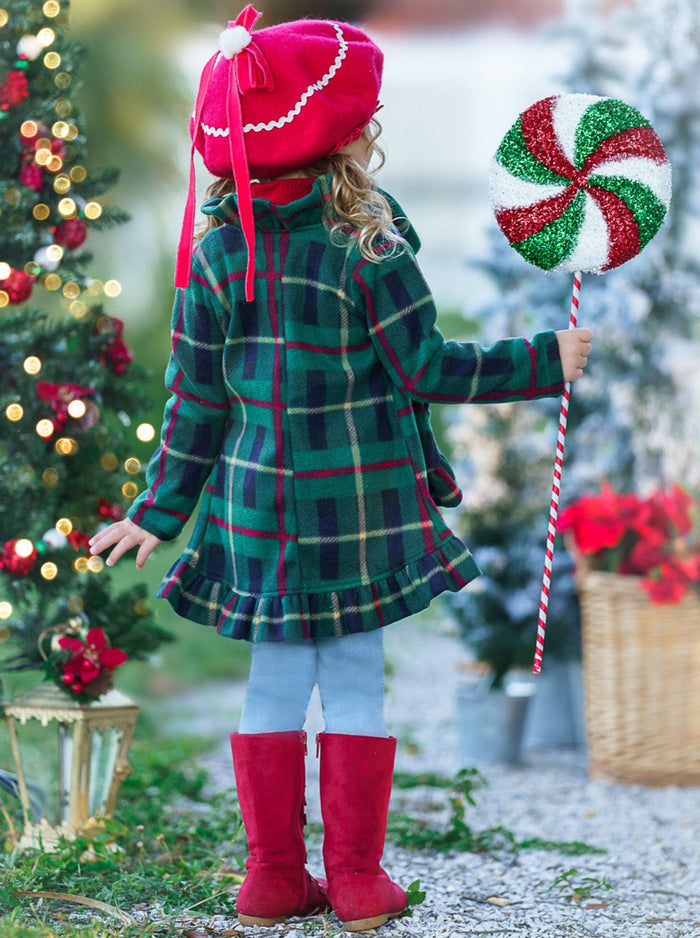 Winter Sweaters & Cardigans | Girls Plaid Blazer Ruffle Cardigan