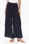 Vault Navy Cupro Pants,Brunette model,alt text|model:Brontie
