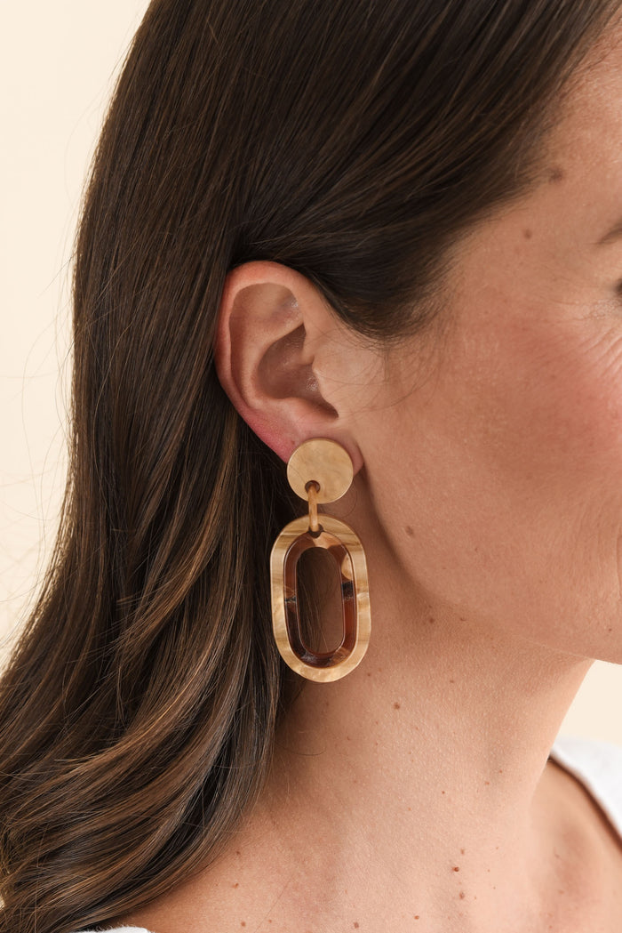 Via Bronze Oval Drop Earrings