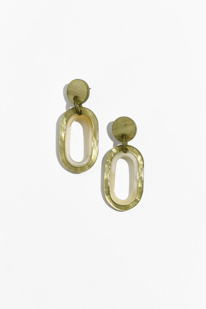 Via Gold Oval Drop Earrings