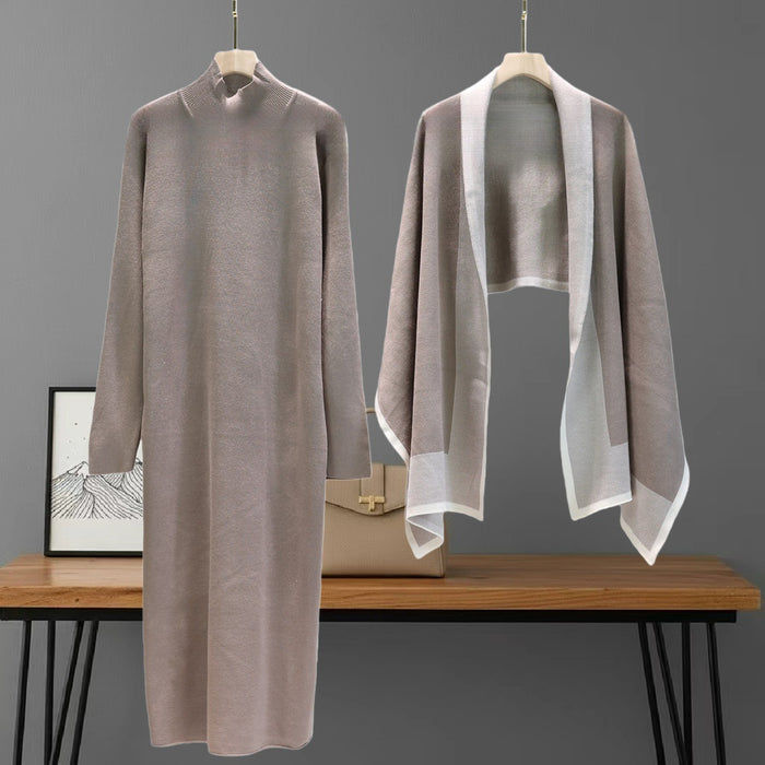 Viora Dress With Scarf - Beige