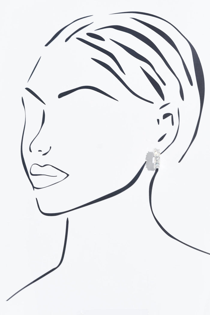 Vittoria Silver Crystal Half Hoop Earrings