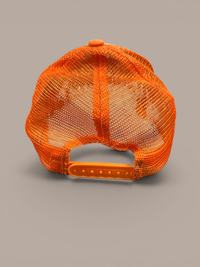 von dutch hat orange checkered trucker style