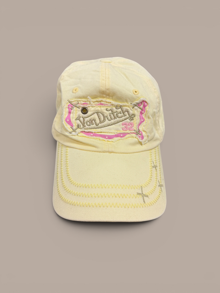 von dutch hat pastel yellow with pink details