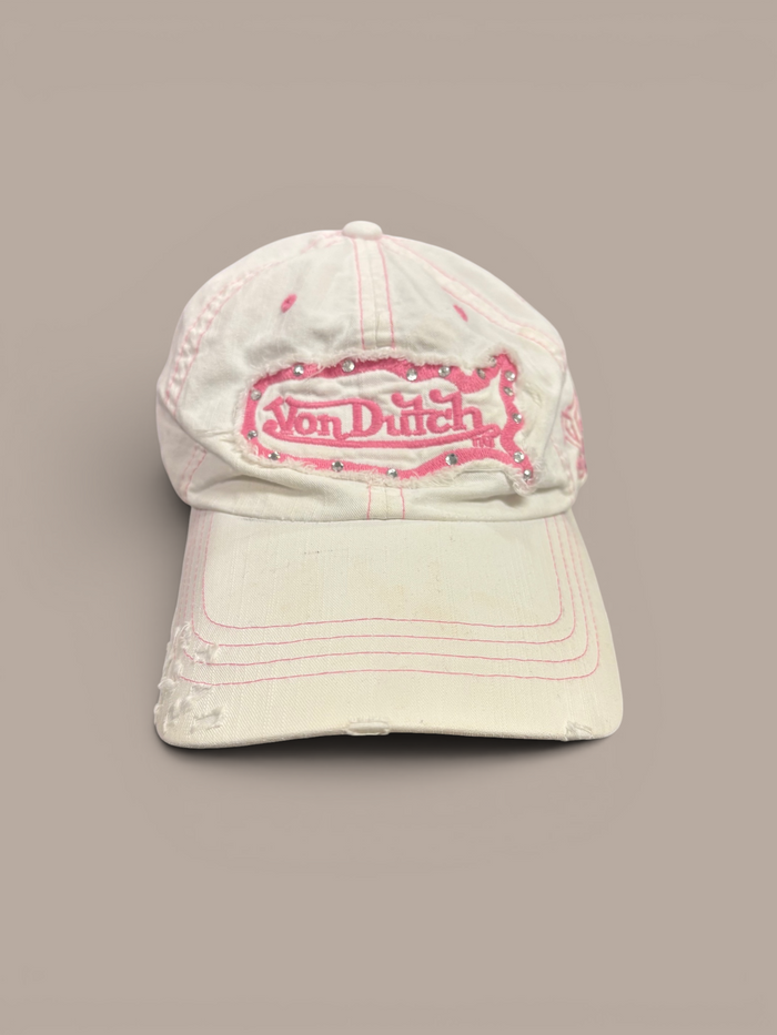 von dutch hat white with pink details