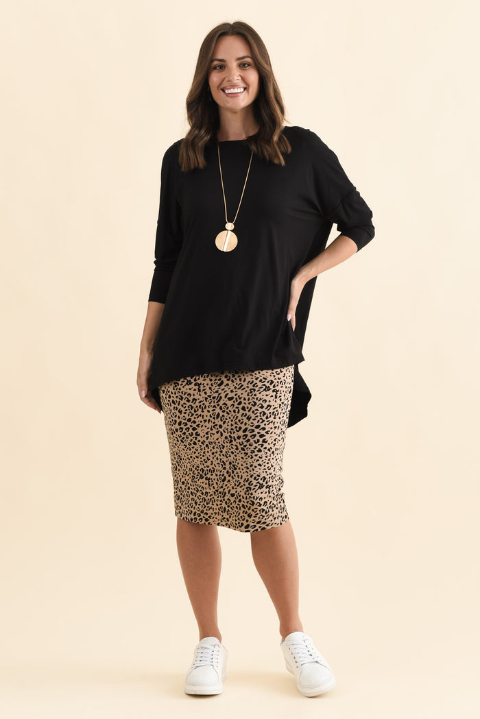 Whitney Leopard Bamboo Tube Skirt,Brunette model,alt text|model:MJ