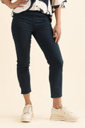 Winslet Navy 7/8 Pants,brunette model,Front of Outfit,alt text|model:Cara