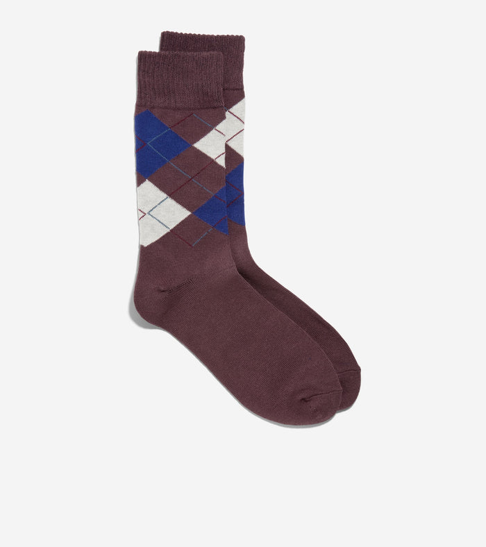 Women's Argyle Casual Crew Socks-Wine