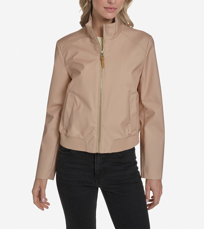 Women's Bomber Style Jacket-Light Sand